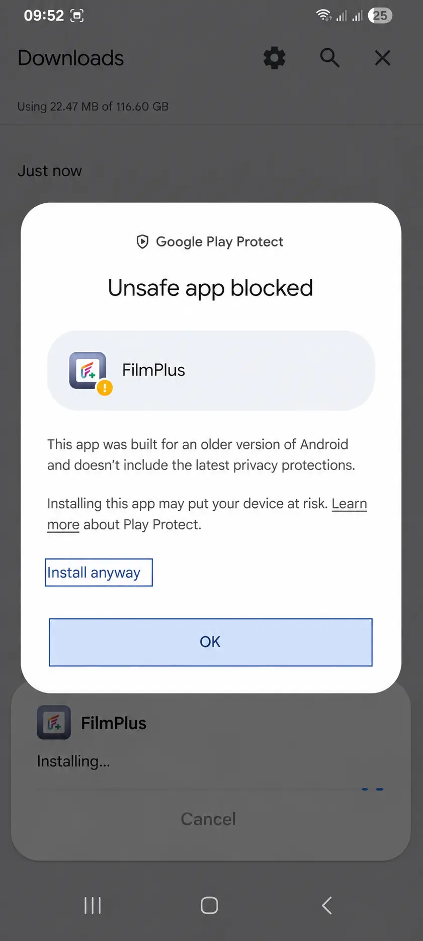 FilmPlus APK install preview 3
